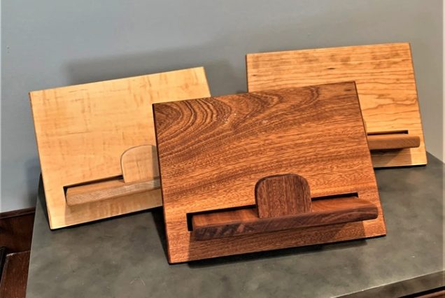 Adjustable Hardwood, Cherry/Maple/Mahogany Cookbook Stand - Compact Standing Book Display, iPad/Tablet Holder