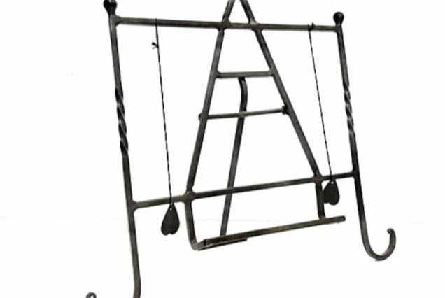 Forged Iron Cookbook Stand: Handmade Swivel Easel with Heart Page Markers