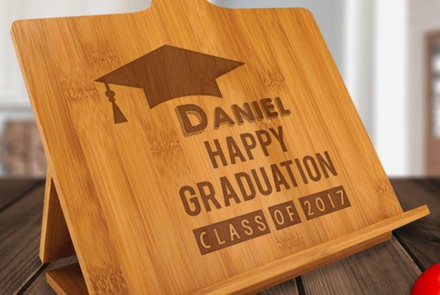 Personalized Graduation Cookbook Holder, Custom Engraved Easel Graduation Gift, Customized Recipe Cookbook Holder Congratulations Gift