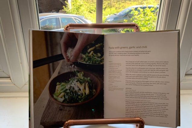 Handmade Copper Cookbook Stand: Contemporary Tablet iPad Holder