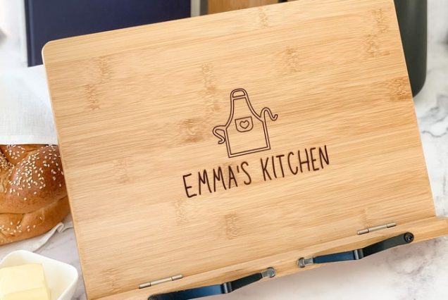 Personalized Bamboo Cookbook Stand | Gifts for Her | Unique Christmas Gift | Customized Recipe Stand | Wooden Recipe Holder