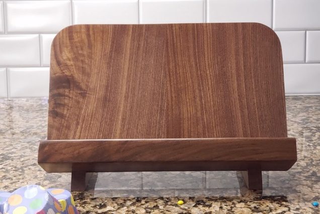 Handcrafted Walnut Cookbook Holder: Kitchen Tablet Stand