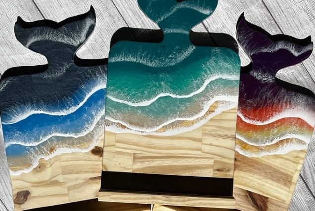 Ocean Wave Whale Tail Cookbook Stand: Beach House Kitchen Decor