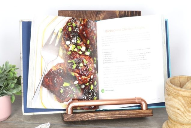 Cookbook Stand, Wooden & Brass Cookbook Stand, Recipe Book Holder, Housewarming, Wedding Gift. Gift for Her, Gift for Dad.