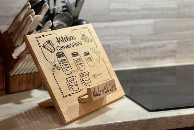 Personalized Cedar Cookbook Stand: Handcrafted Recipe Holder, Tablet Display