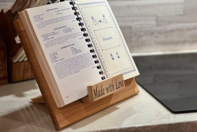Personalized Cedar Cookbook Stand: Handcrafted Recipe Holder, Tablet Display