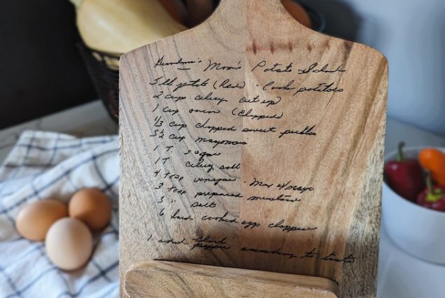 Handwritten Recipe Wooden Tablet Personalized Custom Kitchen Cookbook Tablet Display Stand Gift