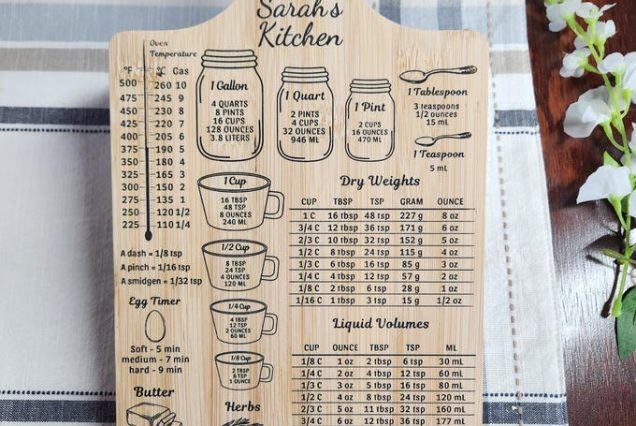 Bamboo Chef's Easel, Cookbook Stand, iPad Tablet Holder, Imperial Metric Conversions, Kitchen Recipe Board, Laser Engraved Decor, Custom