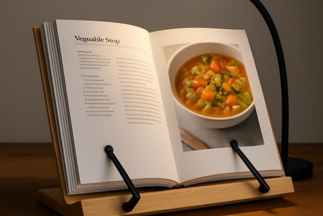 Adjustable Natural Wood Book Stand - Cookbook Stand for Kitchen, Tablet or Desk