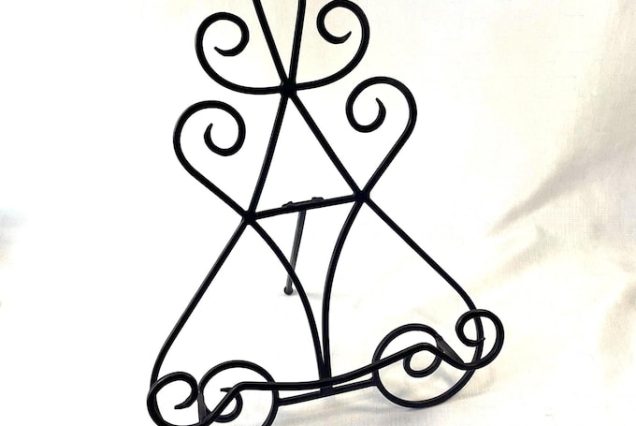 Vintage Brown Iron Cookbook Easel: Scroll Design Book Display