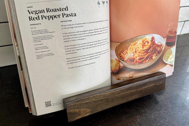 Handcrafted Wooden Cookbook Stand: Dark Walnut iPad Holder