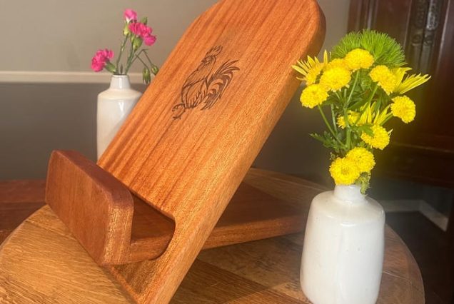 Wooden cookbook or tablet stand