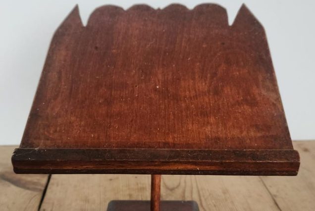 Vintage Folk Art Wood Card Holder/Recipe Holder/Bible Holder/Book Holder/Art Stand/Dark Wood Recipe Holder/Gothic Decor/Halloween Decoration