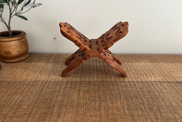 Vintage Wood Carved Book Holder