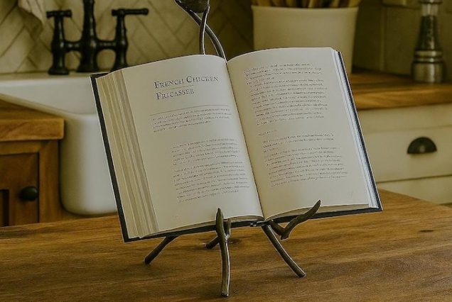 French Country Shabby Turquoise Metal Bird Cookbook Holder